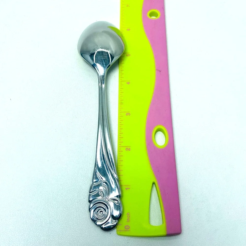 (4) Yamazaki Japan‎ Ribbon Rose Stainless Glossy Teaspoon Lot 6 3/8